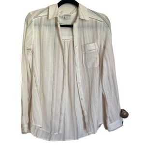 Sundance Cream Linen Cotton Blend Button Up Shirt